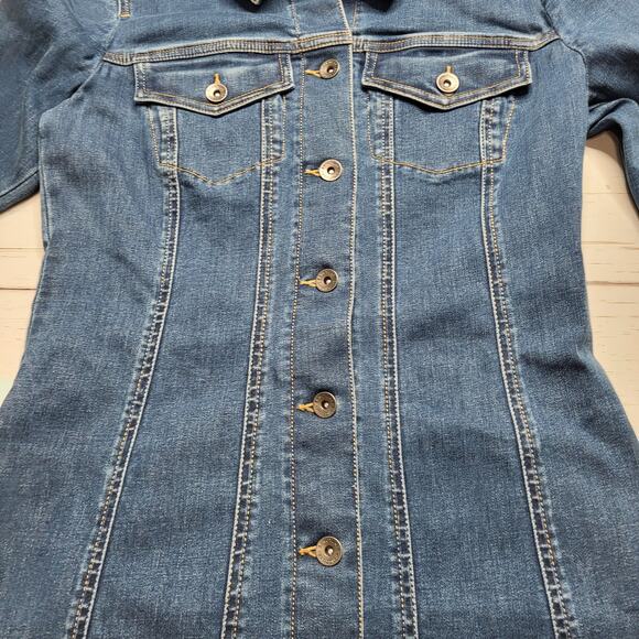 Sanctuary Denim Jean Mini Dress Point Collar Long Sleeve Button Down Small - Picture 6 of 8